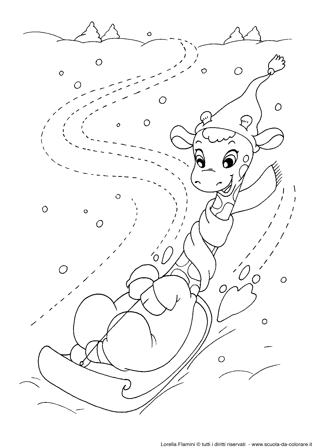 Delle schede di pregrafismo sull inverno con i personaggi Inverno 2 Disegni per bambini da colorare